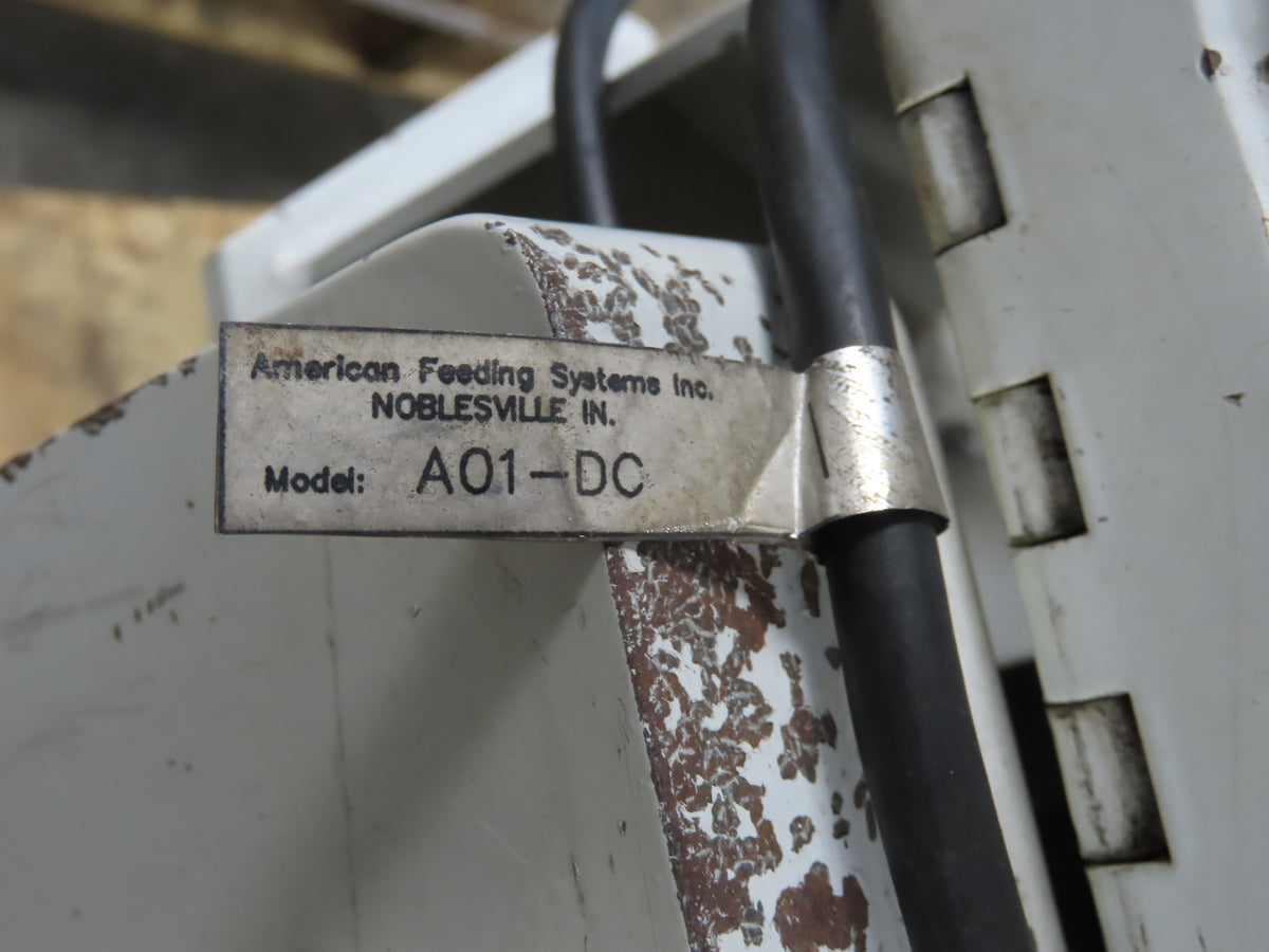 American Feeding A01-DC Vibrator Hopper Feeder 18x18" 120V 22-1/2"H Outfeed
