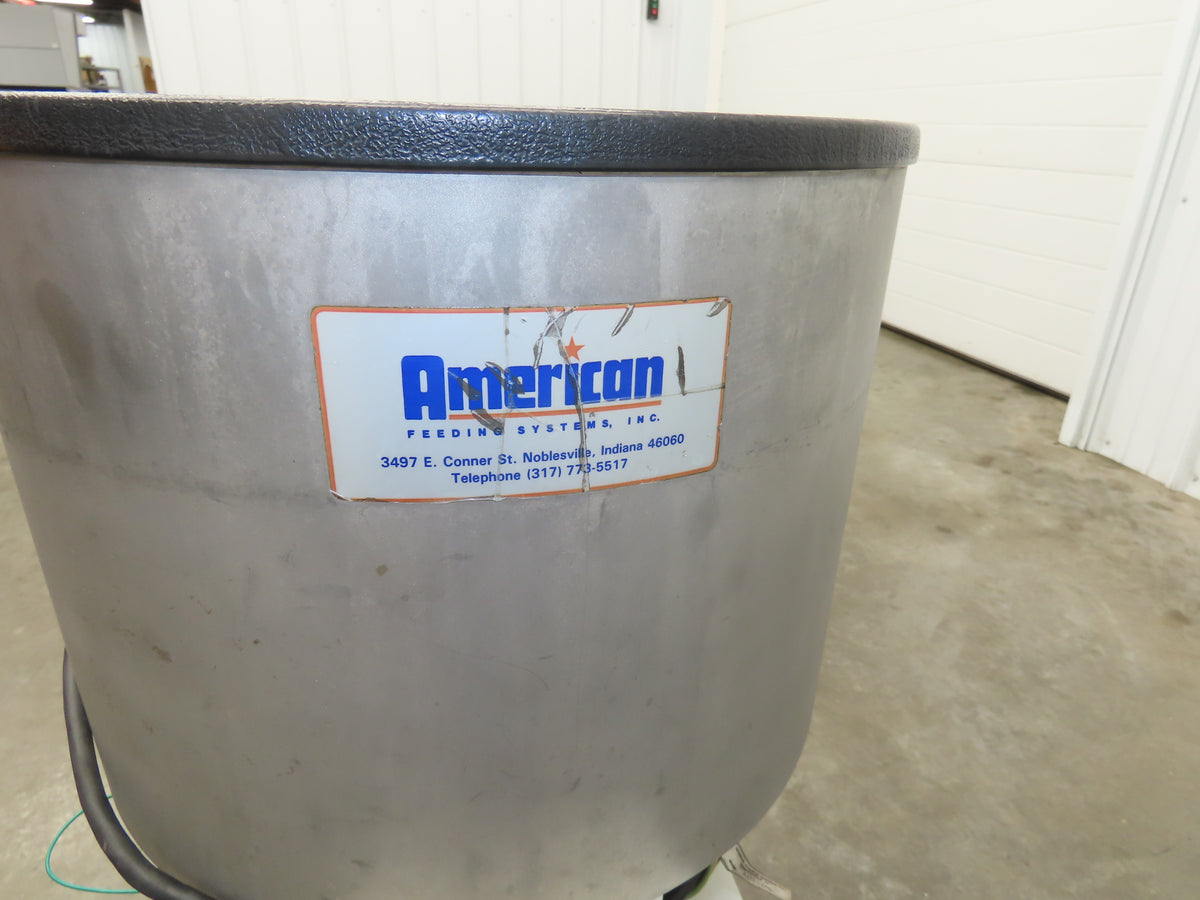 American Feeding Vibrator Stainless Hopper Feeder 13" Round 120V 19"H Outfeed