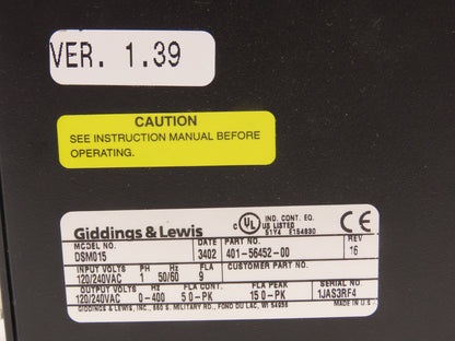 Giddings & Lewis DSM015 Servo Drive 5A Continuous 15A Peak 100-240VAC 50/60 Hz