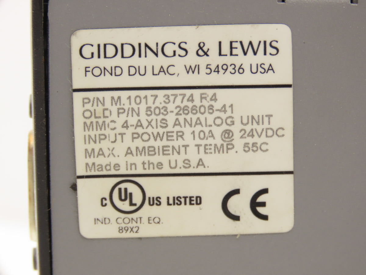 Giddings & Lewis M.1017.3774 R4 Servo Add-On Drive 10 A 24DC 2 Axis MMC Board