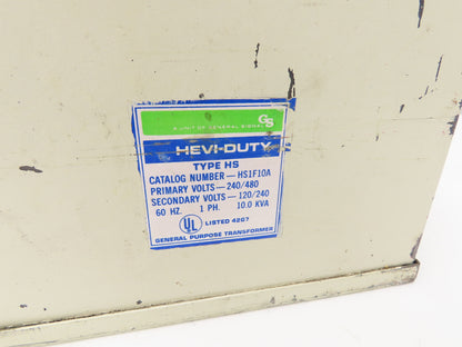 Sola Hevi-Duty HS1F10A 10 kVA Transformer 240x480V Pri 120/240V Sec 1PH
