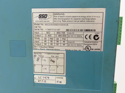 SSD 890CD/5/0059D/N/00/A/US Common Bus Drive 40HP 59A 460V Frame D