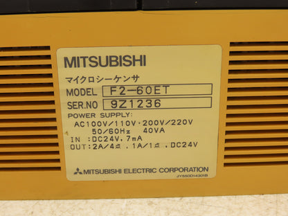 Mitsubishi Melsec F2-60ET Programable Logic Controller Has Broken Mounting Ears