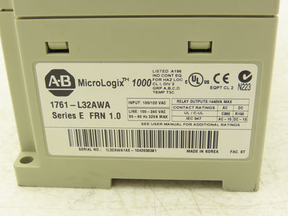 Allen Bradley 1761-L32AWA MicroLogix 1000 PLC Controller 100-240VAC Series E