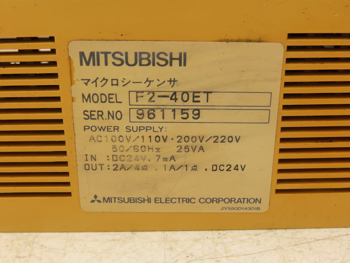 Mitsubishi F2-40ET Melsec 40 Point Programable Logic Controller IN 100-220 VAC