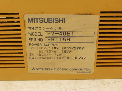 Mitsubishi F2-40ET Melsec 40 Point Programable Logic Controller IN 100-220 VAC