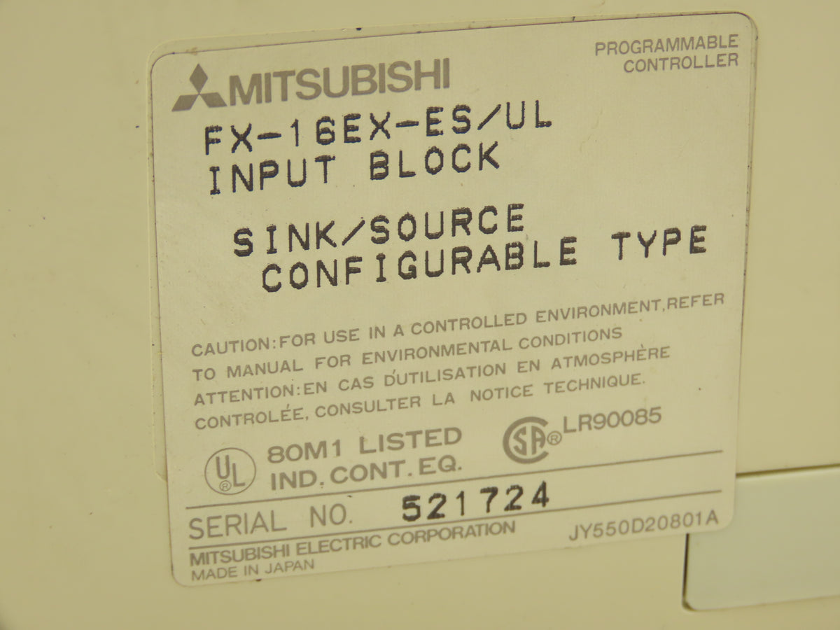 Mitsubishi FX-16MR-ES/UL Programmable Logic Controller w/Expansion Block