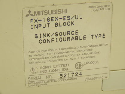 Mitsubishi FX-16MR-ES/UL Programmable Logic Controller w/Expansion Block