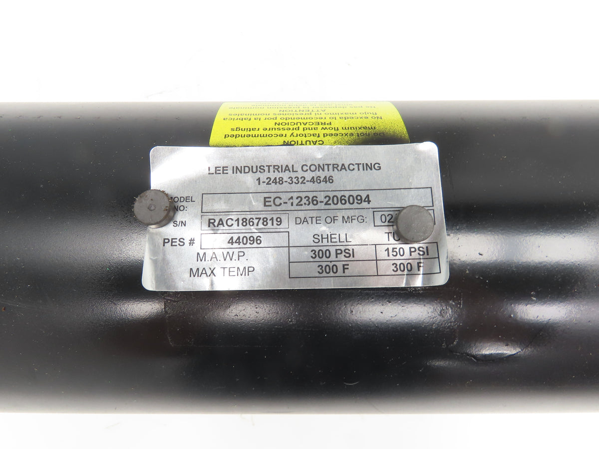 API Thermal Transfer EC-1236 Shell & Tube Heat Exchanger 2-Pass 1.5"NPT