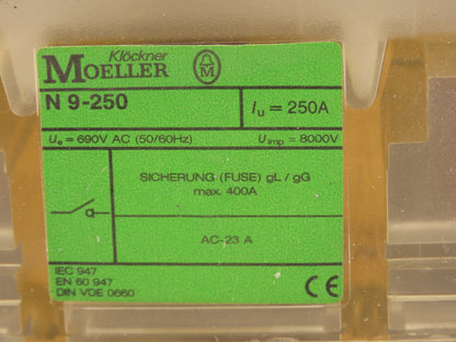Klockner Moeller N9-250 250A 690V 3-Pole Switch Disconnector Fuse 400A Max