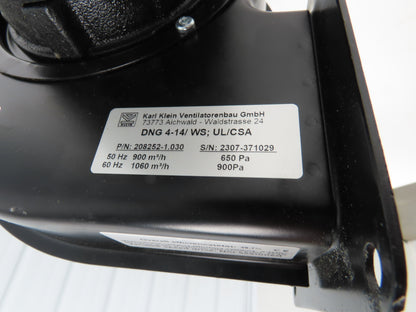 Karl Klein DNG-4-14/WS Squirrel Cage Centrifugal Blower Fan 1060 m³/h 230/460V