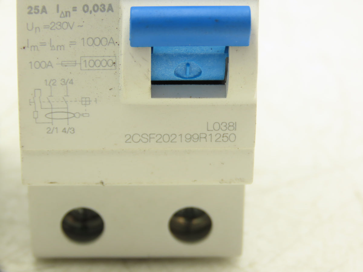 ABB 2CSF202199R1250 F202 A 25A 30mA 2-Pole Type A RCCB RCD 230V DIN Lot of 3
