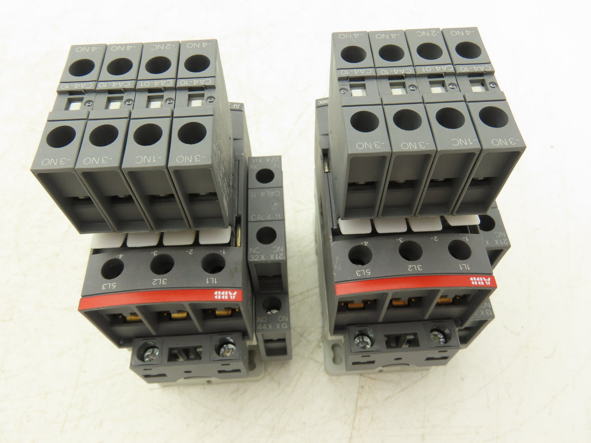 ABB AF26Z-30-00-21 AF26Z 3-Pole Contactor w/ CAL4-11 CA4-10 CA4-01 Aux Lot of 2