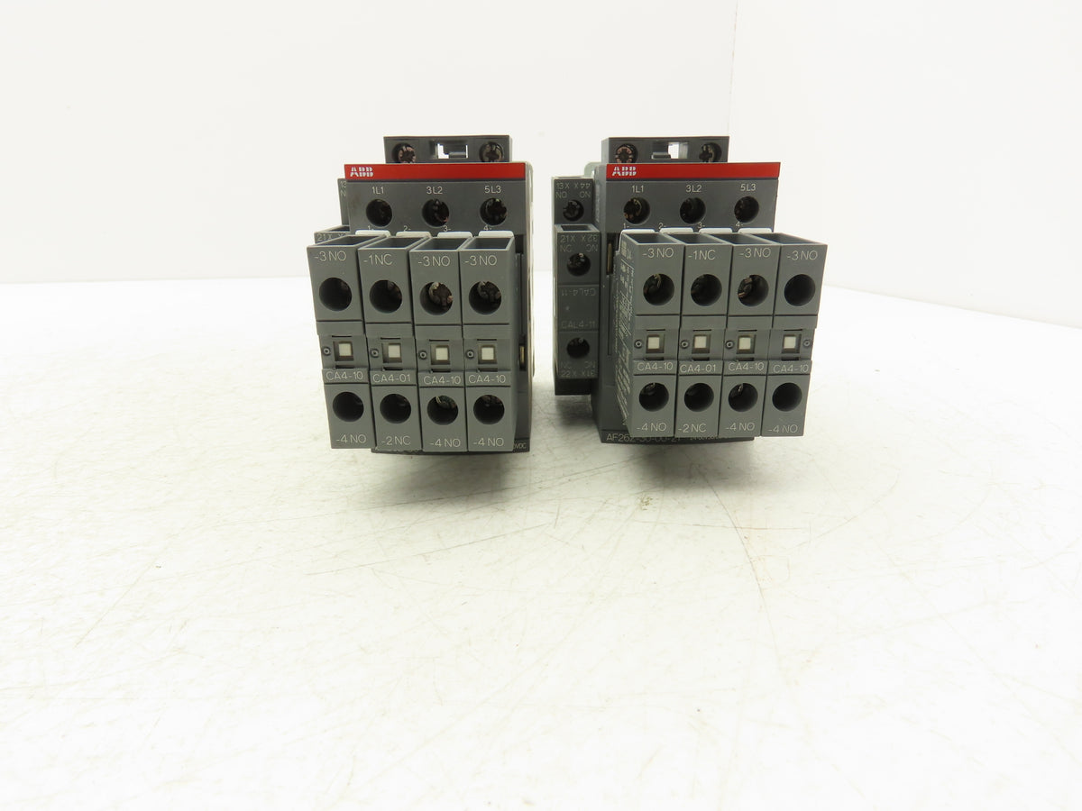 ABB AF26Z-30-00-21 AF26Z 3-Pole Contactor w/ CAL4-11 CA4-10 CA4-01 Aux Lot of 2