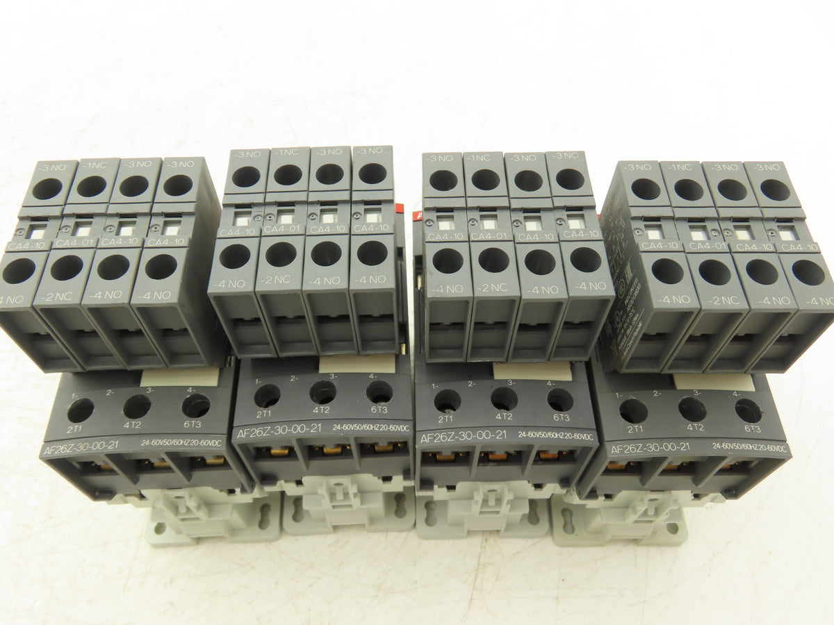 ABB AF26Z-30-00-21 Contactor 26A 3-Pole w/CA4 Side Aux Contacts Lot of 4