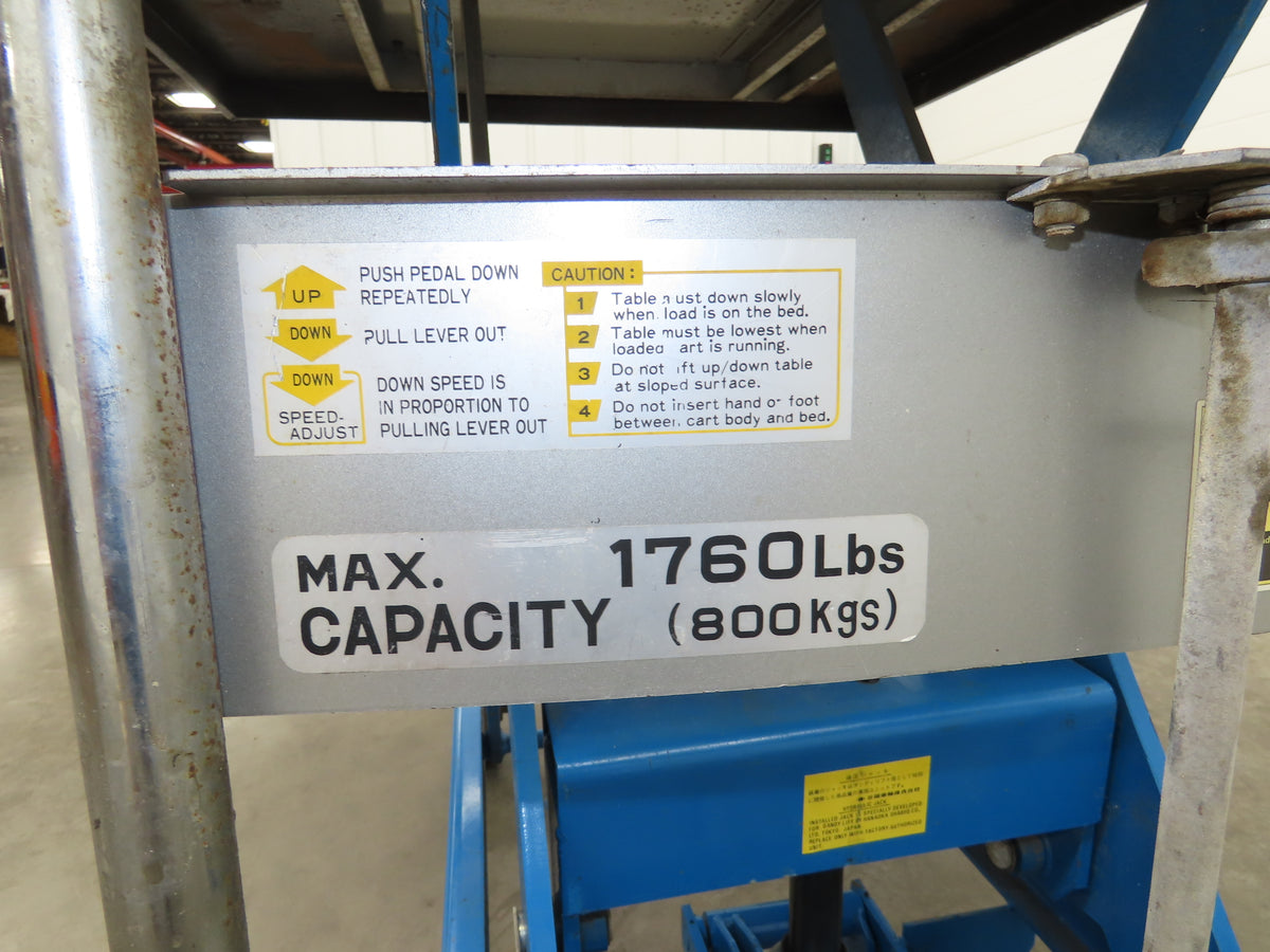 Southworth Dandy 800kg 1760lbs Manual Hydraulic Mobile Scissor Lift Cart 46x41"