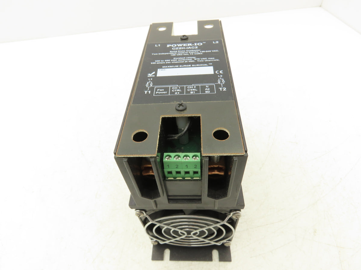 Power-IO CZ2H-IAC2 Solid State Contactor 2-Channel 100A 480VAC 120-240VAC Input
