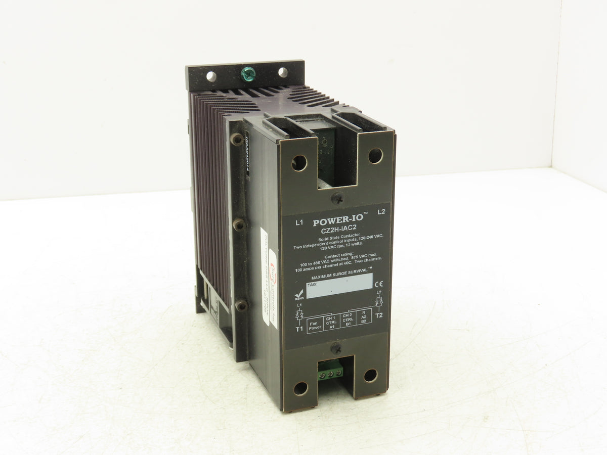 Power-IO CZ2H-IAC2 Solid State Contactor 2-Channel 100A 480VAC 120-240VAC Input
