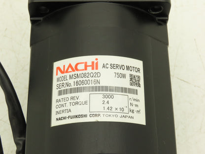 Nachi-Fujikoshi MSM082Q2D AC Servo Motor 750W 3000 RPM 2.4 Nm With Encoder