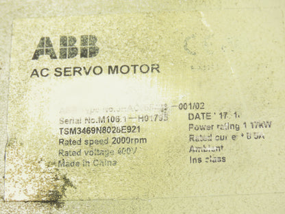 ABB Robotics 3HAC055438-001/02 AC Servo Motor 1.17kW 400V 2000rpm