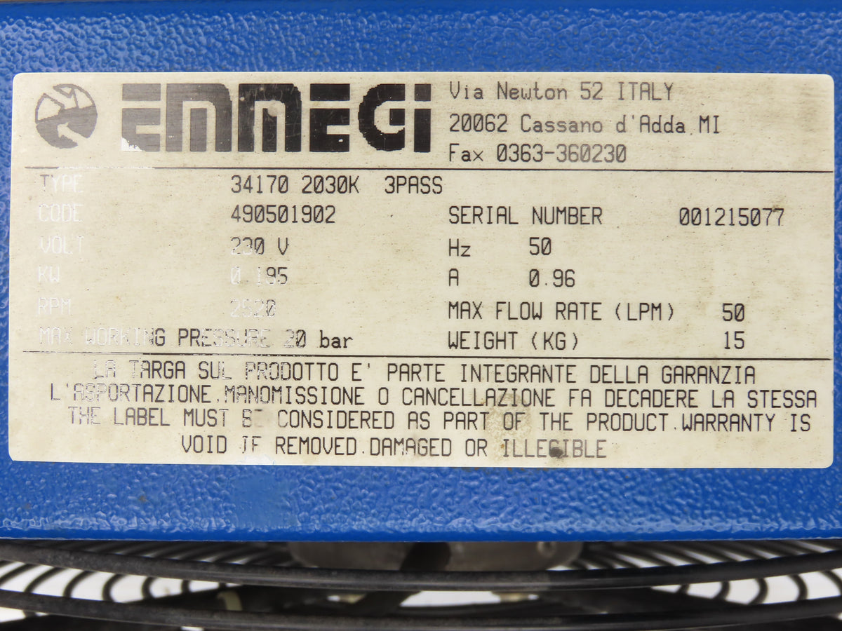 Emmegi 2030k Hydraulic Heat Exchanger Air-Oil Cooler 3-Pass 230V 1PH Thermostat