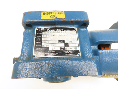 Cone Drive MSHO20A022-2 Worm Gearbox 50:1 Reducer 35 RPM 56C Hollow Shaft