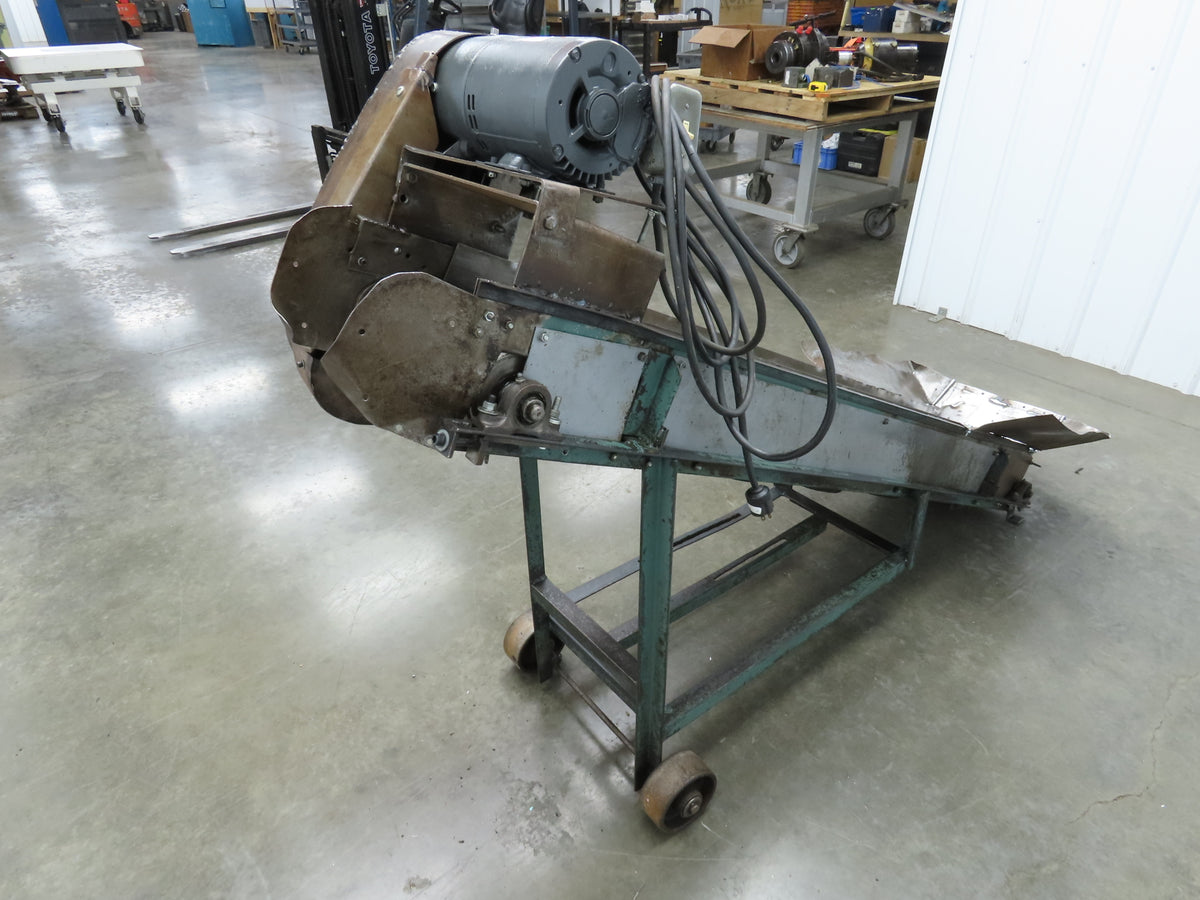 Portable Incline Parts Conveyor 12" Cleated Belt 80"L 115V 40FPM Belt Drive