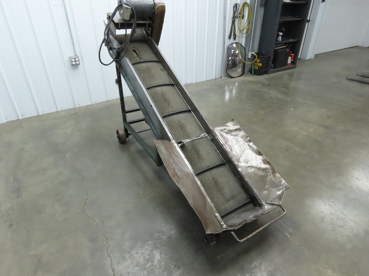 Portable Incline Parts Conveyor 12" Cleated Belt 80"L 115V 40FPM Belt Drive