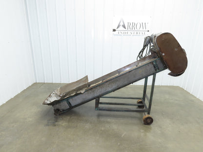 Portable Incline Parts Conveyor 12" Cleated Belt 80"L 115V 40FPM Belt Drive