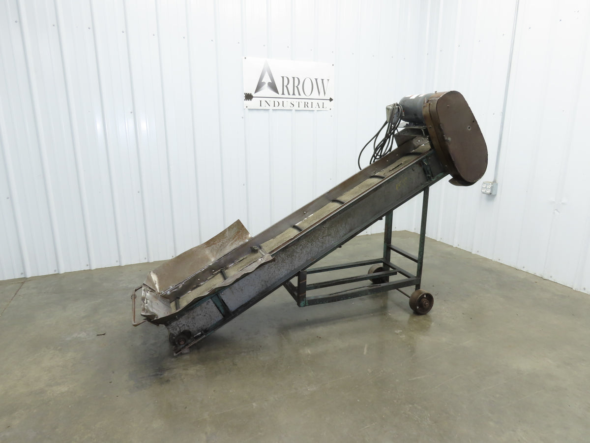 Portable Incline Parts Conveyor 12" Cleated Belt 80"L 115V 40FPM Belt Drive