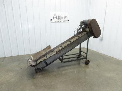 Portable Incline Parts Conveyor 12" Cleated Belt 80"L 115V 40FPM Belt Drive