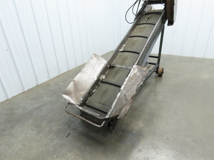 Portable Incline Parts Conveyor 12" Cleated Belt 80"L 115V 40FPM Belt Drive