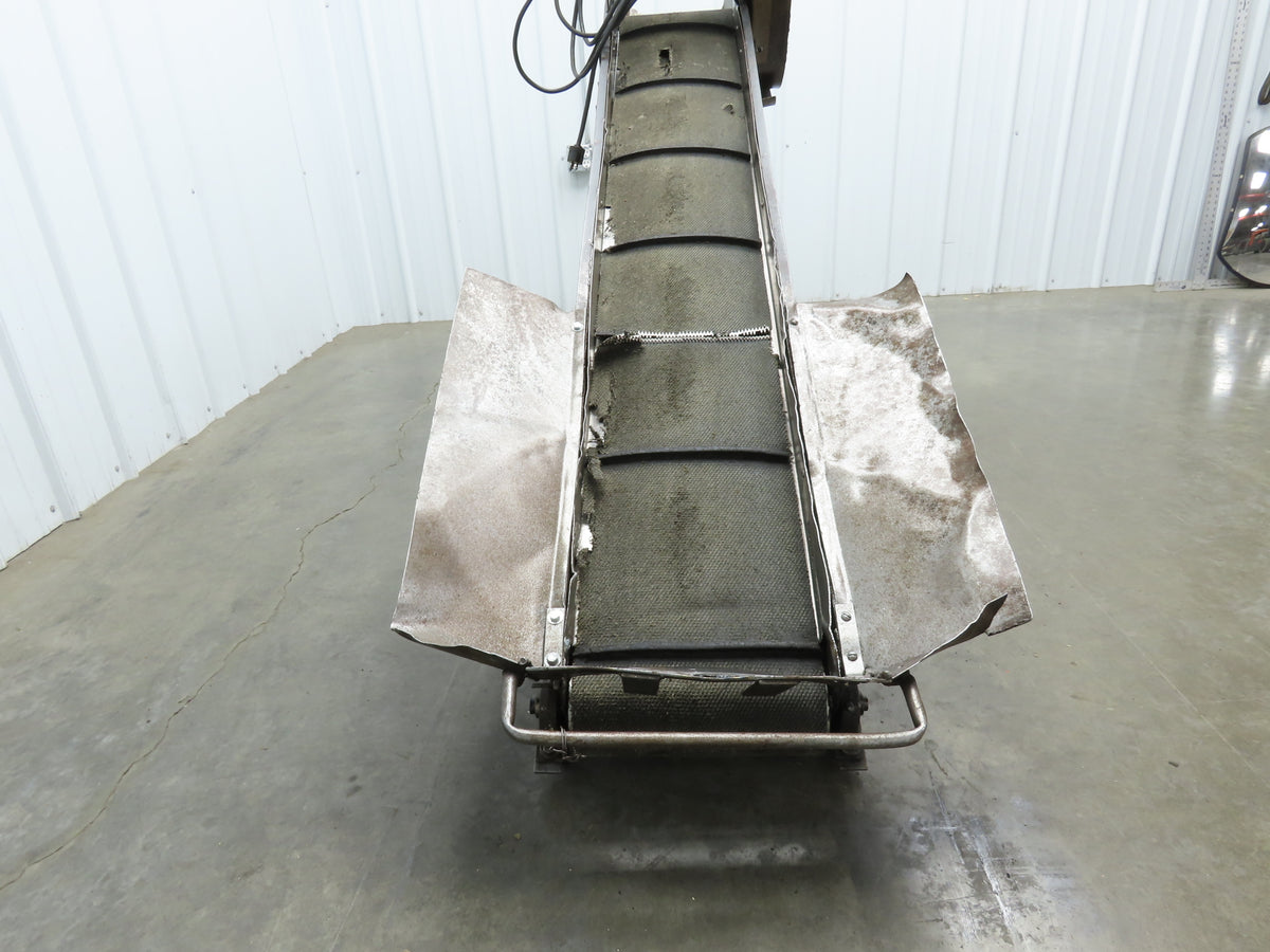 Portable Incline Parts Conveyor 12" Cleated Belt 80"L 115V 40FPM Belt Drive