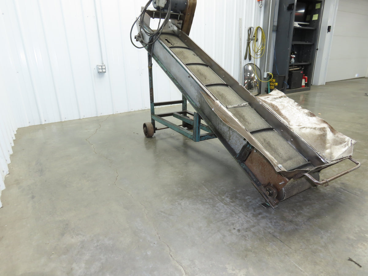 Portable Incline Parts Conveyor 12" Cleated Belt 80"L 115V 40FPM Belt Drive