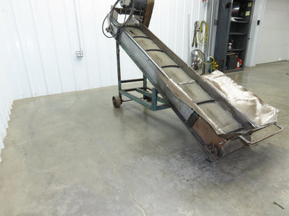 Portable Incline Parts Conveyor 12" Cleated Belt 80"L 115V 40FPM Belt Drive
