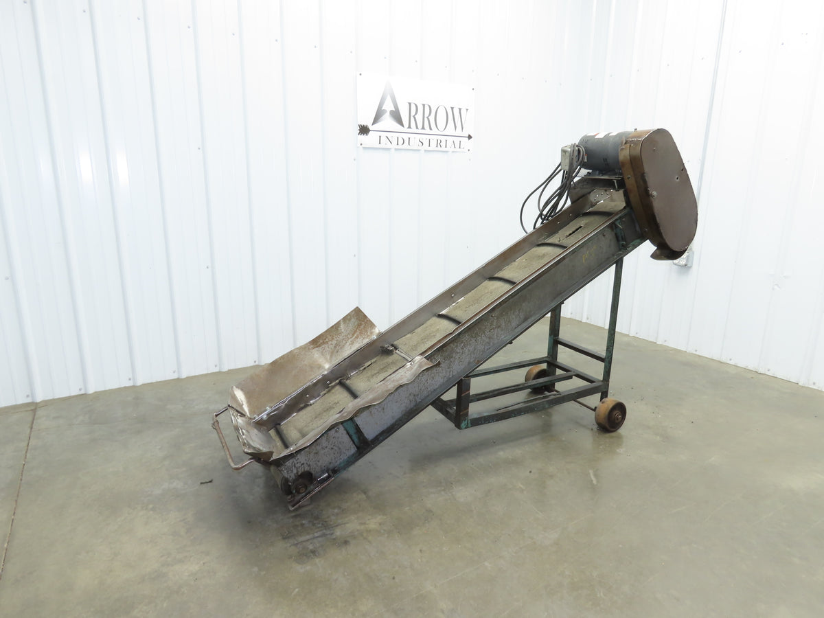 Portable Incline Parts Conveyor 12" Cleated Belt 80"L 115V 40FPM Belt Drive
