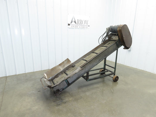 Portable Incline Parts Conveyor 12" Cleated Belt 80"L 115V 40FPM Belt Drive