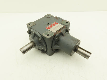 Boston Gear R1214-2 B Right Angle Drive 2:1 Gearbox 6.65Hp 875 RPM 1" Dual Shaft