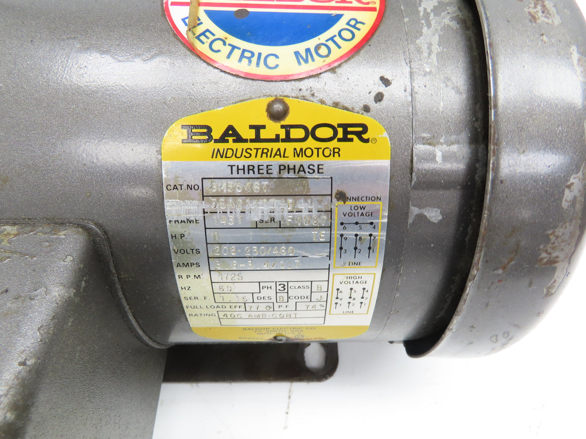 Baldor BM3546T Stearns Brake Motor 1Hp 1725 RPM 230/460V 3PH 143T TEFC