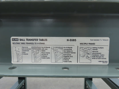 Hytrol Uline 30"x 9' Ball Transfer Conveyor Table 27"BF 3"Centers Adj Height