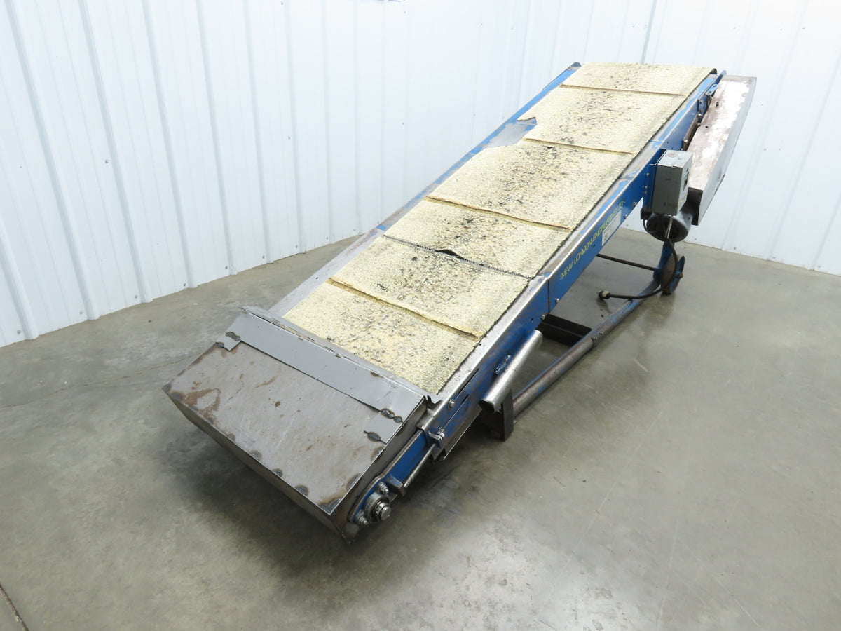 New London Engineering 28"x 8' 7" Portable Incline Conveyor 24"Cleated Belt 115V