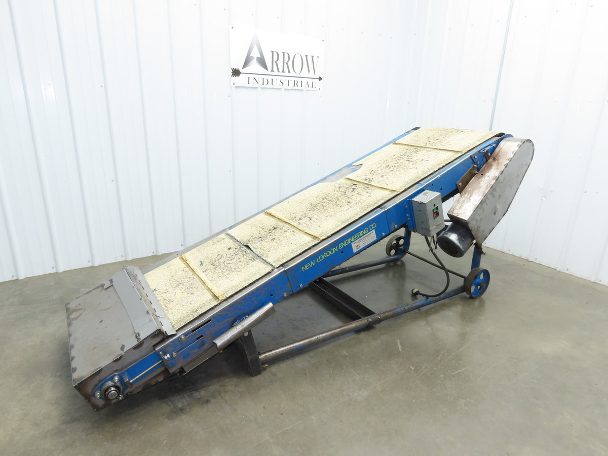 New London Engineering 28"x 8' 7" Portable Incline Conveyor 24"Cleated Belt 115V