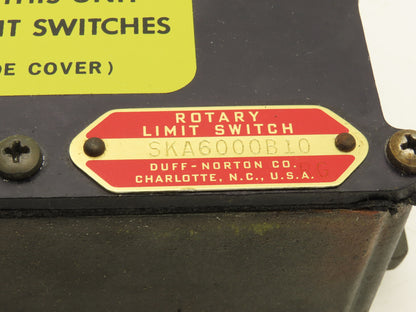 Duff Norton SKA6000B10 SKA Series Rotary Limit Switch 600V 15 Amps