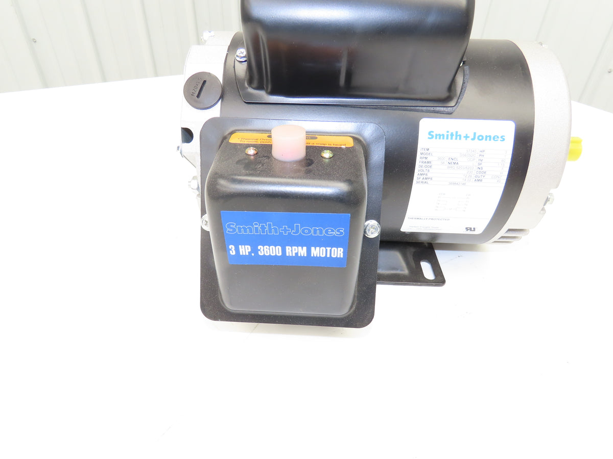 Smith+Jones D563S2C AC Motor 3Hp 3600rpm 230V 1Ph 56C ODP 57340