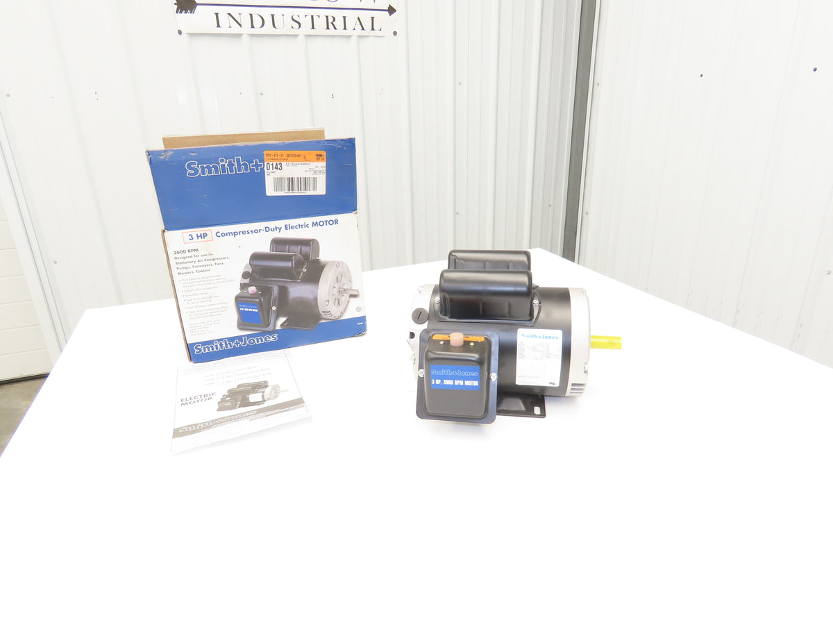 Smith+Jones D563S2C AC Motor 3Hp 3600rpm 230V 1Ph 56C ODP 57340
