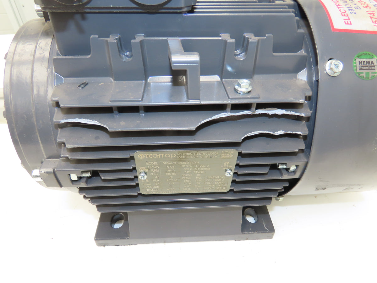 TechTop GR3-AL-TF-100LB3-2-B-D-5.5 AC Motor 5.5Hp 3510RPM 230/460V 3PH 100L READ