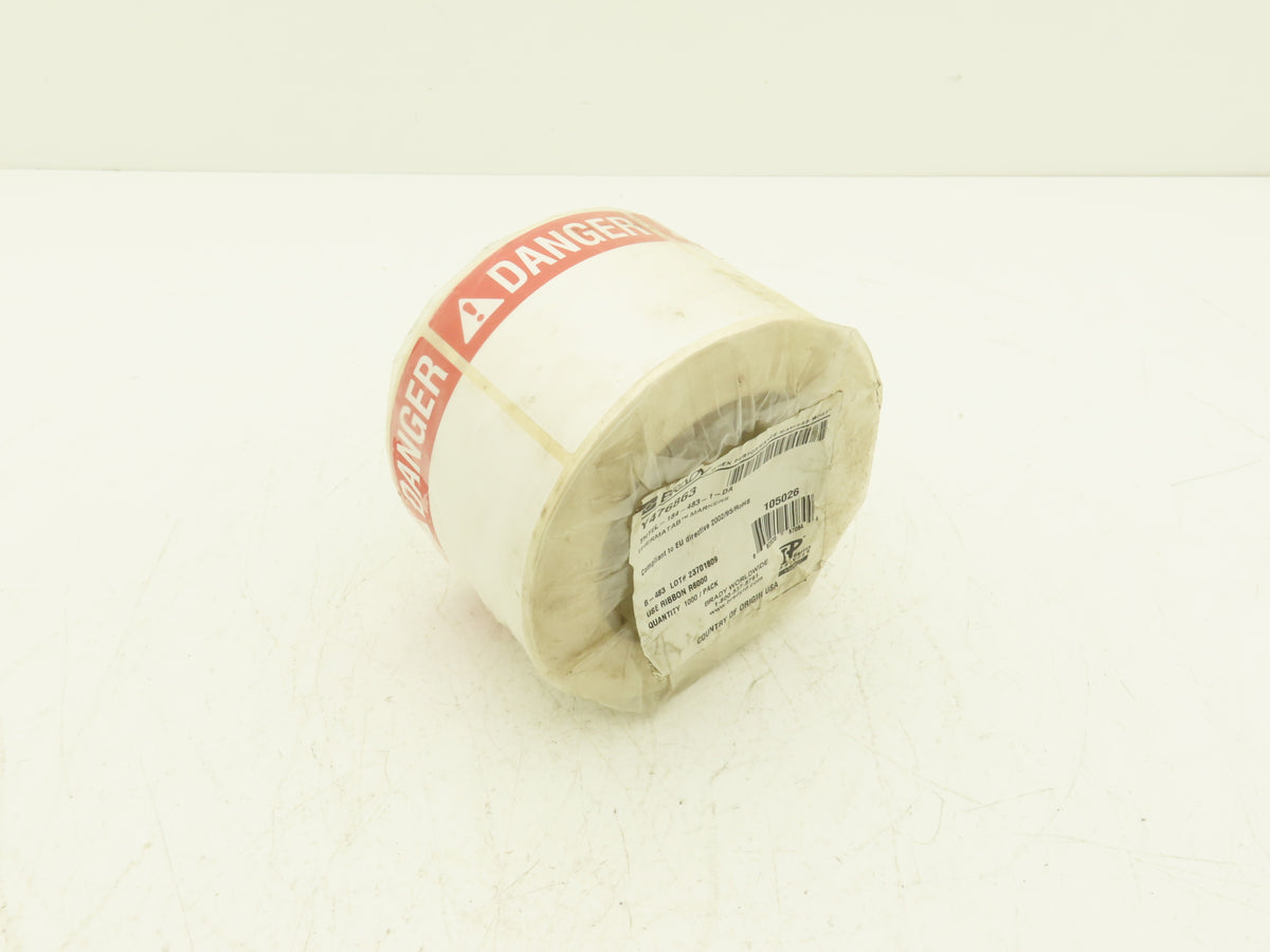 Brady THTEL-184-483-1-DA 3" DANGER Label Roll Preprinted Header Glossy Y476863