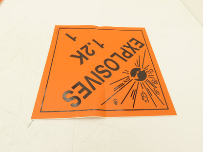 Accuform Signs MPL118VS25 Explosives 1.2K Sticker Placards 10 3/4" Lot of 24