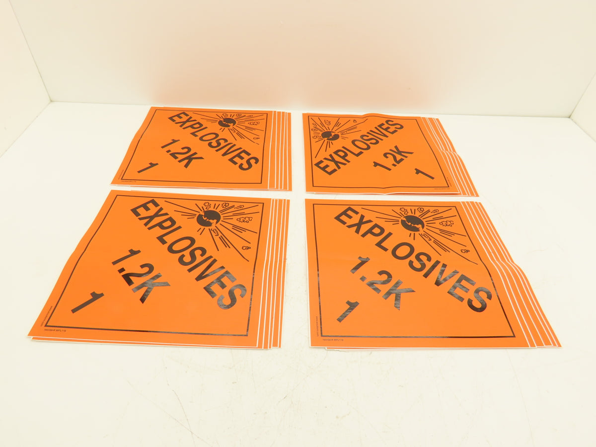Accuform Signs MPL118VS25 Explosives 1.2K Sticker Placards 10 3/4" Lot of 24