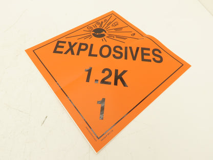 Accuform Signs MPL118VS25 Explosives 1.2K Sticker Placards 10 3/4" Lot of 24